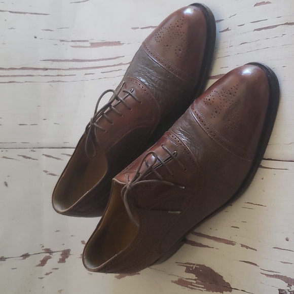 Johnston & Murphy 12 toe cap patent ant textured soft leather formal men… - Picture 1 of 8